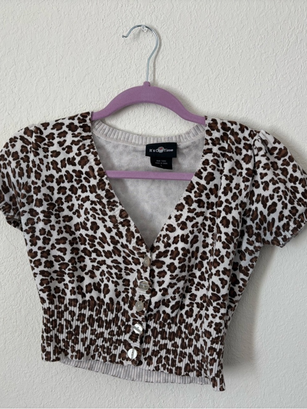 It's Our Time Leopard Print Knit Cardigan Top